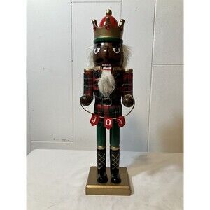 14” Christmas Nutcracker Christmas Holiday Decor Crown Plaid - Read